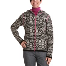 Ivanhoe of Sweden Erika Hooded Sweater - Lambswool, Zip (For Women) in Black/White - Closeouts