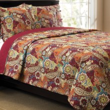 Ivy Hill Home Colonial Floral Paisley Cotton Quilt and Sham Set - King in Red Multi - Overstock