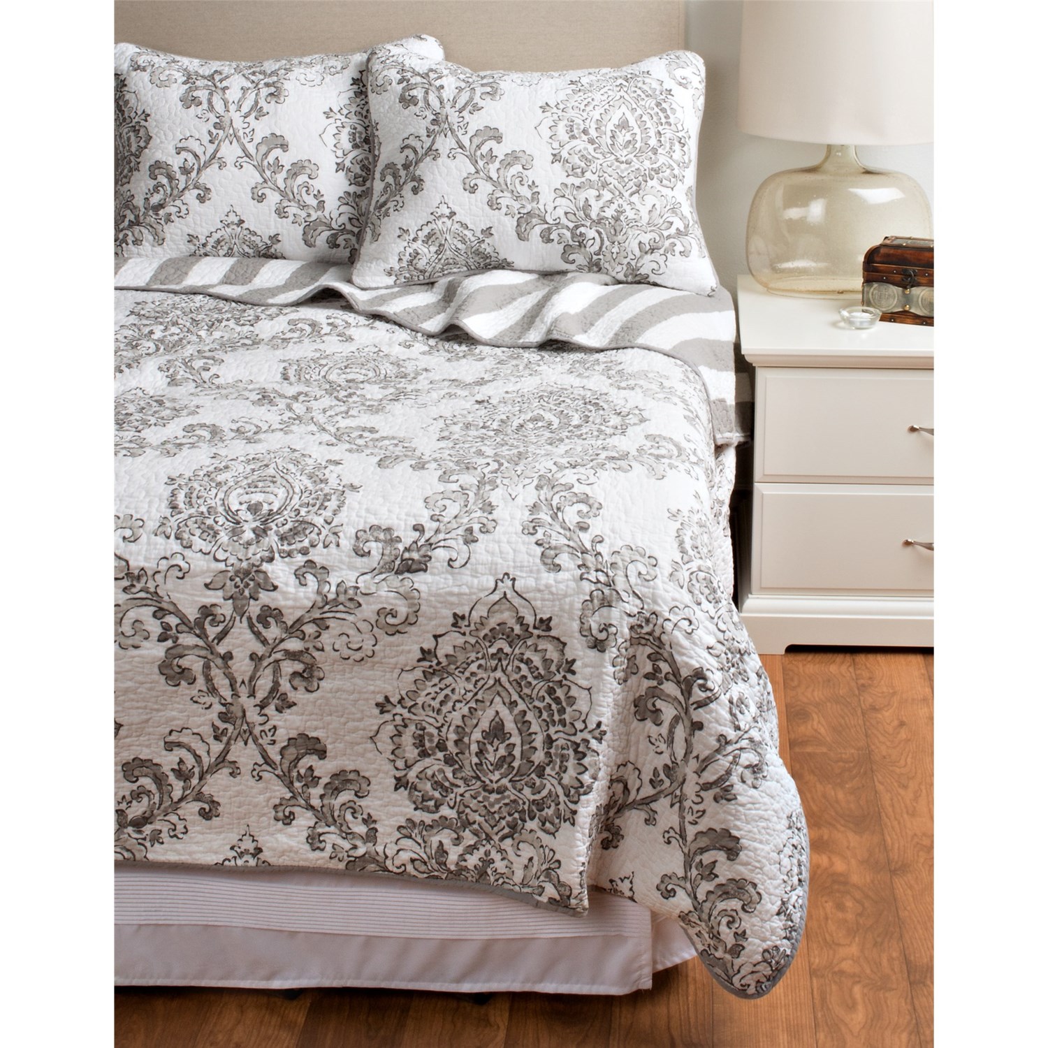 Ivy Hill Home Damask Reversible Quilt Set Full/Queen 9555H Save 80