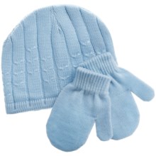 Jacob Ash Attakid Cable Stitch Hat and Mitten Set (For Infants) in Saltwater Blue - Closeouts