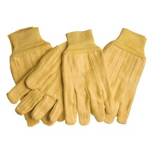 Jacob Ash Cotton Canvas Gloves - 16 oz., Red Stitching, 3-Pack (For Men) in Yellow - Closeouts