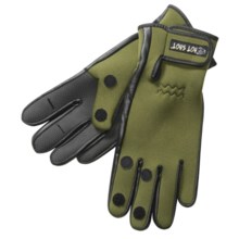 Jacob Ash Hot Shot Foldback Fishing Gloves - Neoprene (For Men) in Olive/Black - Overstock
