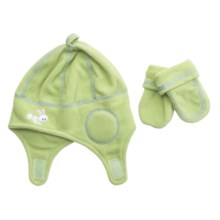 Jacob Ash Tot's Aviator Hat and Mittens Set - Fleece (For Infants) in Light Green - Closeouts