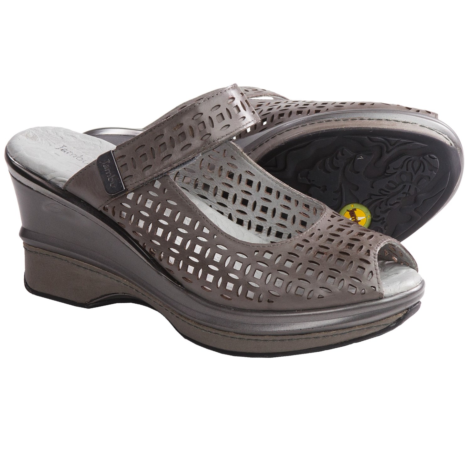 Jambu Orion Wedge Sandals - Leather (For Women) in Charcoal