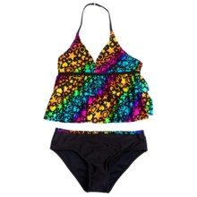 Jantzen Halter Tankini Swimsuit - UPF 50+, 2- Piece (For Girls) in Black/Multi - Closeouts