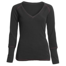 Jeremiah Stacie V-Neck Shirt - Cotton Slub Waffle, Long Sleeve (For Women) in Black - Closeouts