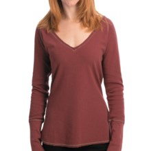 Jeremiah Stacie V-Neck Shirt - Cotton Slub Waffle, Long Sleeve (For Women) in Cabernet - Closeouts