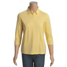 Jersey Cotton Polo Shirt - 3/4 Sleeve (For Plus Size Women) in Yellow - 2nds