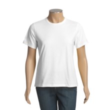 Jersey Cotton T-Shirt - Ribbed Crew Neck, Short Sleeve (For Women) in White - 2nds