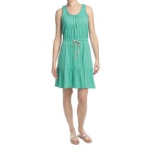 Jersey Knit Drawstring Waist Dress - Sleeveless (For Women) in Green - 2nds