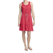 Jersey Knit Drawstring Waist Dress - Sleeveless (For Women) in Red - 2nds