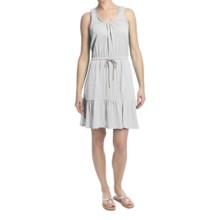 Jersey Knit Drawstring Waist Dress - Sleeveless (For Women) in White - 2nds