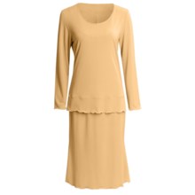 Jersey Knit Shirt and Skirt Set - Long Sleeve (For Women) in Camel - 2nds