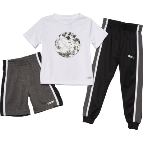 Hind Jersey Shirt, Shorts and Tricot Joggers - Short Sleeve (For Little Boys) - BLACK/WHITE (4 )