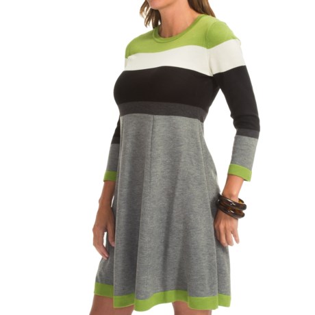 Jessica Howard Striped Dress 3/4 Sleeve (For Women)