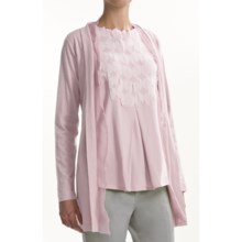 Joan Vass Chiffon-Trim Cardigan Sweater - Lightweight (For Women) in Pink - Closeouts