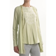 Joan Vass Chiffon-Trim Cardigan Sweater - Lightweight (For Women) in Spearmint - Closeouts