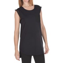 Joan Vass Chiffon Trim Tunic Shirt - Sleeveless (For Women) in Black - Closeouts