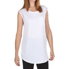 Joan Vass Chiffon Trim Tunic Shirt - Sleeveless (For Women) in Bright White - Closeouts