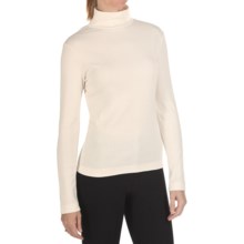 Joan Vass Cotton Mock Turtleneck - Long Sleeve (For Women) in Seasalt - Closeouts