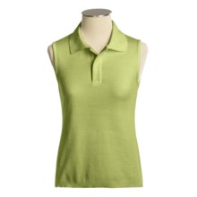 Joan Vass Cotton Polo Shirt - Sleeveless (For Women) in Leaf - Closeouts