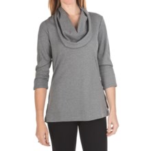 Joan Vass Cowl Neck Shirt - Cotton, 3/4 Sleeve (For Women) in Grey Flannel - Closeouts