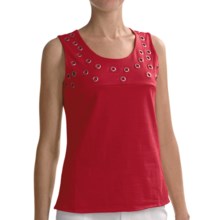 Joan Vass Grommet Detail Tank Top (For Women) in Salsa Red - Closeouts