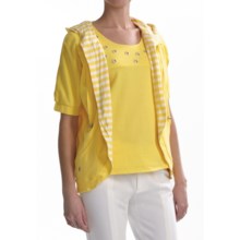 Joan Vass Hooded Dolman Light Hoodie Jacket - Elbow Sleeve (For Women) in Flash Yellow - Closeouts