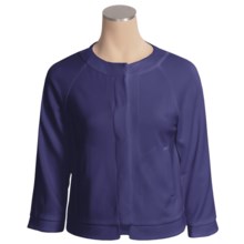 Joan Vass Knit Crop Jacket - Hidden Placket (For Women) in Midnight - Closeouts
