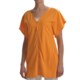 Joan Vass Light Knit Tunic Shirt - Zip Front, Short Sleeve (For Women)