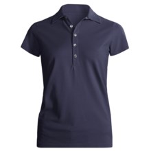 Joan Vass Studio Cotton Pique Polo Shirt - Short Sleeve (For Women) in Navy - Closeouts