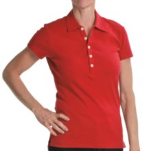 Joan Vass Studio Interlock Cotton Polo Shirt - Short Sleeve (For Women) in Red - Closeouts