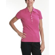 Joan Vass Studio Interlock Cotton Polo Shirt - Short Sleeve (For Women) in Rose - Closeouts