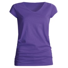 Joan Vass Studio Molly Shirt - Cotton Jersey, V-Neck, Short Sleeve (For Women) in Deep Purple - Closeouts