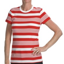 Joan Vass Studio Striped Ribbed Cotton T-Shirt - Crew Neck, Short Sleeve (For Women) in Red/White - Closeouts