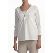 Joan Vass Zip Shirt - 3/4 Sleeve (For Women) in Bright White - Closeouts
