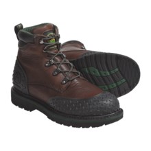 John Deere Footwear 6” Lace-Up Work Boots - Leather, Diamond-Plated Rubber Toe Guard (For Men) in Dark Brown - Closeouts