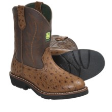 John Deere Footwear Johnny Popper Cowboy Boots - Ostrich Print (For Youth Boys and Girls) in Tan - Closeouts