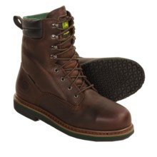 John Deere Steel-Toe Work Boots - Leather (For Men) in Dark Brown - Closeouts