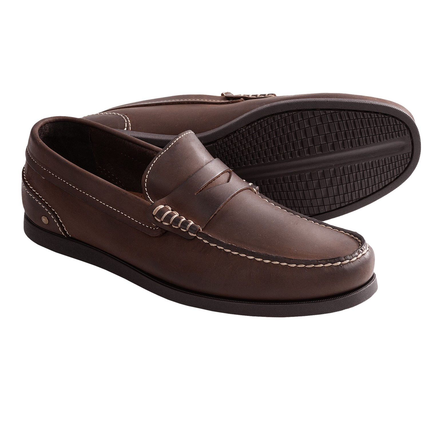 johnston-and-murphy-barnaby-penny-loafer-shoes-nubuck-for-men-in-dark ...