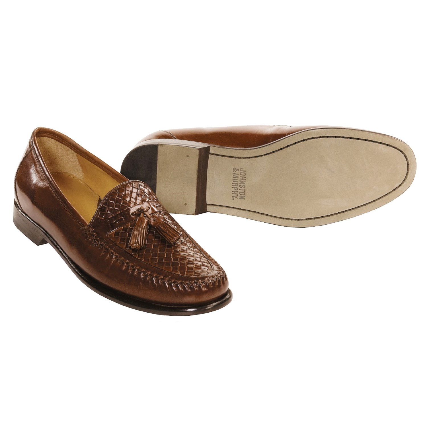 johnston-and-murphy-boval-calfskin-shoes-woven-tasseled-for-men-in-tan ...