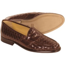 Johnston & Murphy Emery Penny Loafer Shoes - Woven Leather (For Men) in Dark Brown - Closeouts