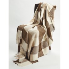 Johnstons of Elgin Alpaca-Lambswool Throw Blanket - Limited Edition, Block Check in Natural - Closeouts