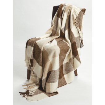 Johnstons of Elgin Alpaca-Lambswool Throw Blanket - Limited Edition, Block Check in Natural