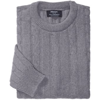 Johnstons of Elgin Cable-Knit Lambswool Sweater (For Men) in Grey Mix
