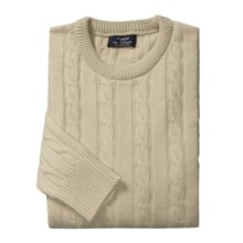 Johnstons of Elgin Cashmere Cable Sweater - Round Neck (For Men) in Ivory - Closeouts