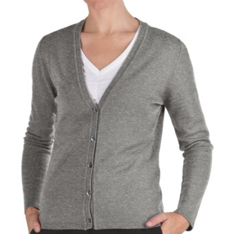 Johnstons of Elgin Cashmere Classic V-Neck Cardigan Sweater - 21-Gauge (For Women) in Brume