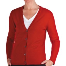 Johnstons of Elgin Cashmere Classic V-Neck Cardigan Sweater - 21-Gauge (For Women) in Ruby - Closeouts