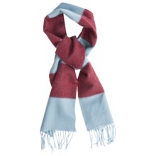 Johnstons of Elgin Cashmere Scarf (For Men and Women) in Light Blue/Red - Closeouts