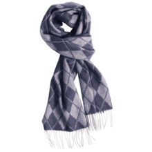 Johnstons of Elgin Cashmere Scarf (For Men and Women) in Navy Argyle - Closeouts
